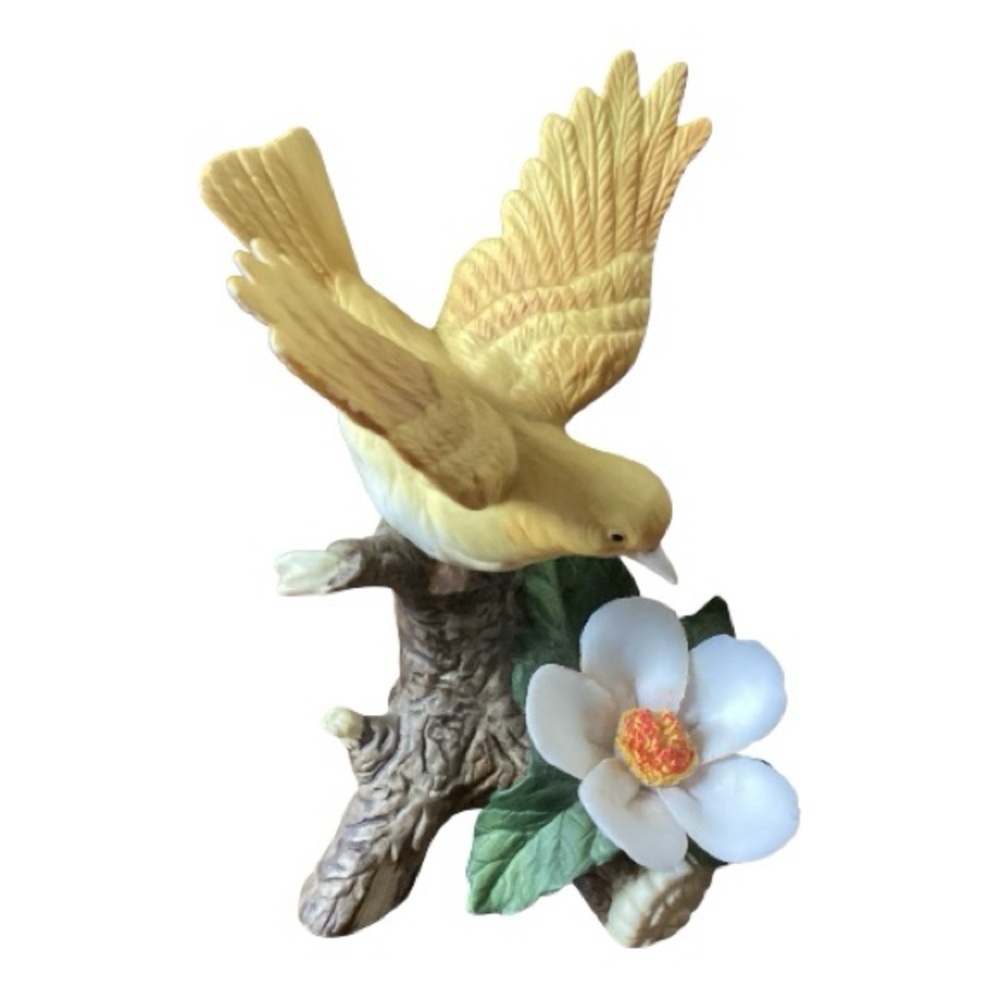 Vintage Porcelain Yellow Bird on a Branch